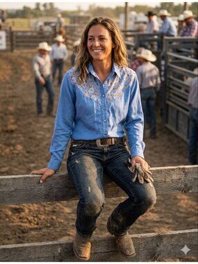 Vintage Desert West Button Down Western Shirt Blue Size XS Rodeo Country Spring